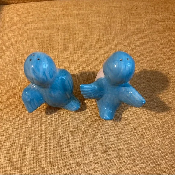 Vintage Bluebird Salt & Pepper Shakers blue white yellow pink anthropomorphic - Picture 3 of 11